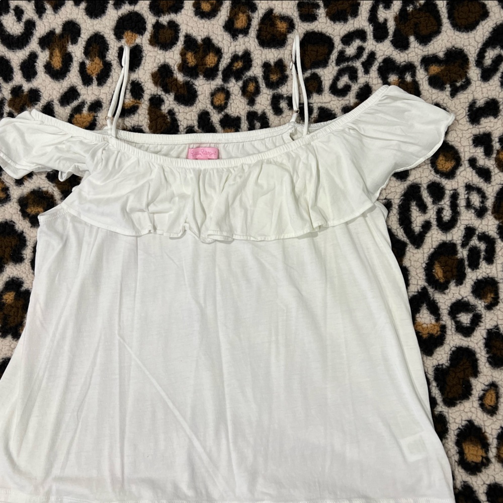 Lilly Pulitzer Tamiami Pink Ruffle Blouse size L